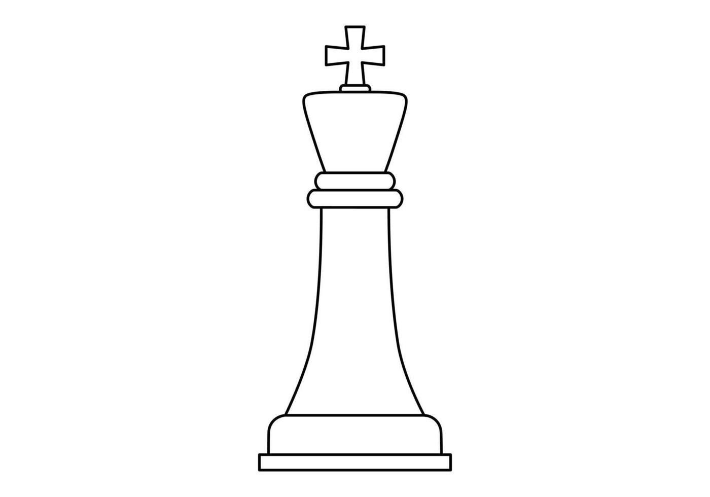 Hand drawn cute outline illustration of king. Flat chess figure in line art doodle. High ambitions. Strategy or intelligence icon. Success in competition. Tactic thinking. Board game. Isolated. vector