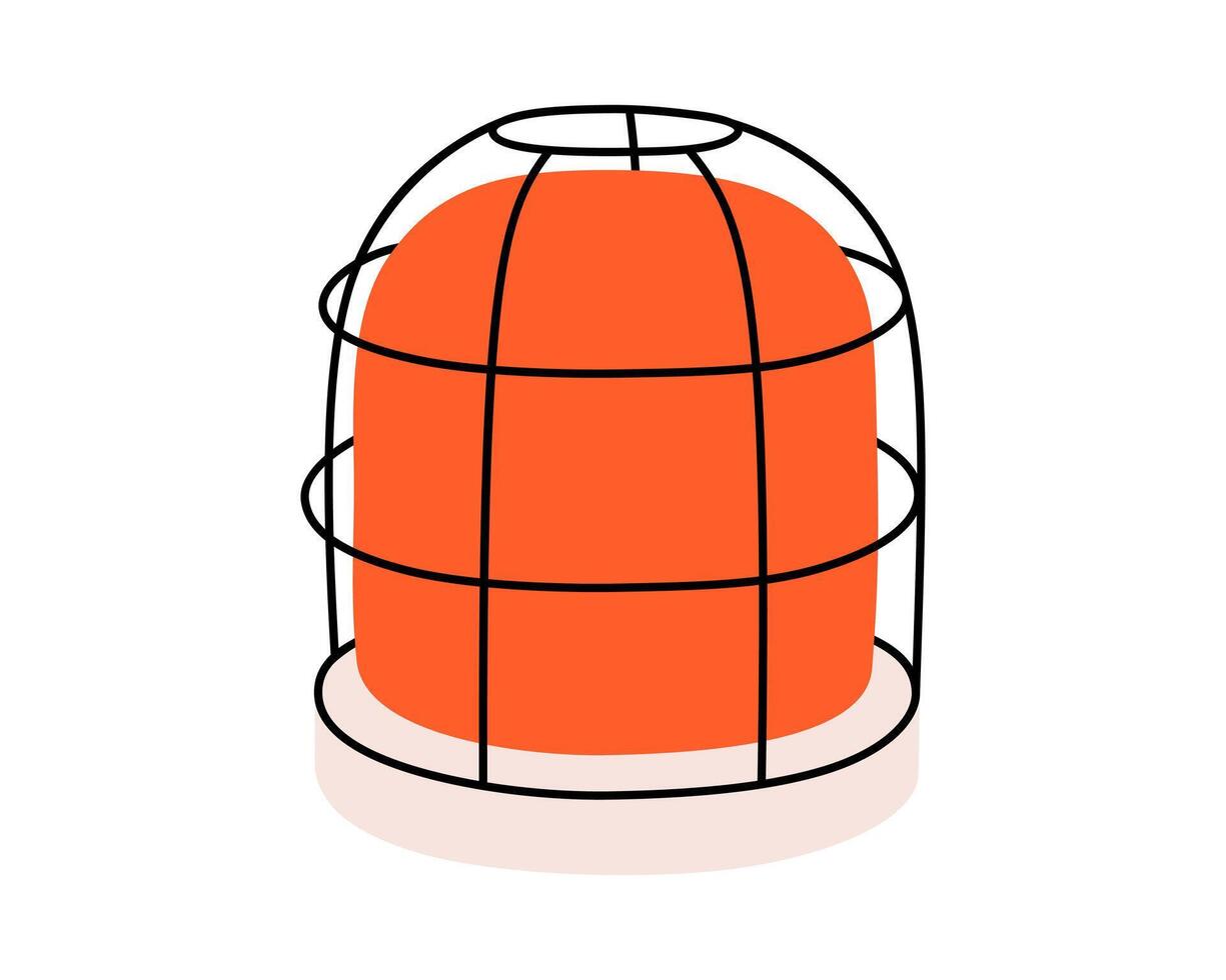 Hand drawn cute cartoon illustration of emergency warning light. Danger alarm siren. Flat problem caution signal in doodle style. Ambulance lamp icon. Urgency alert flasher. Isolated. vector