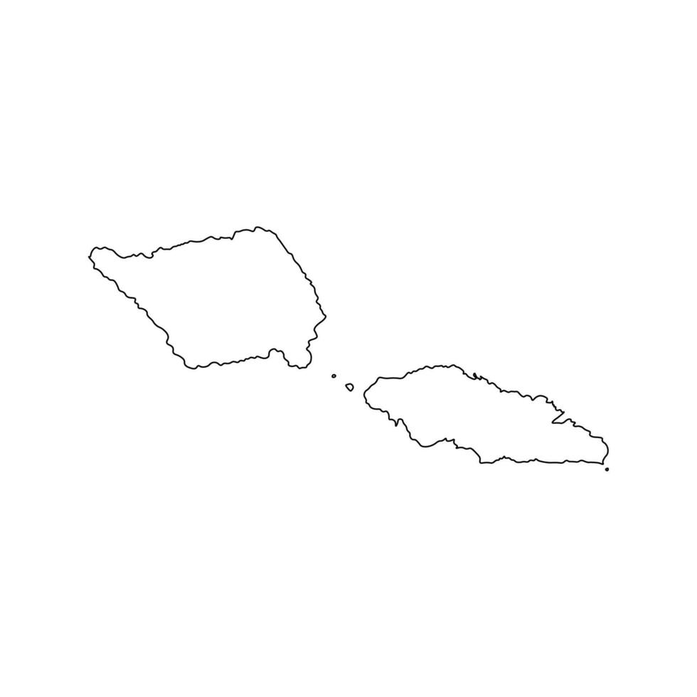isolated simplified illustration icon with black line silhouette of Samoa map. White background vector