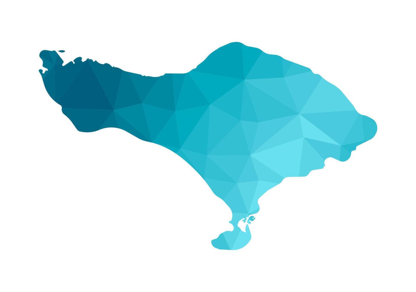 isolated illustration icon with simplified blue silhouette of Bali, Indonesia map. Polygonal geometric style. White background vector