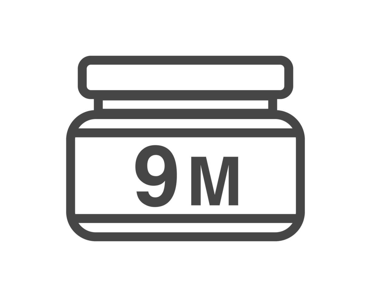 icons of beauty, cosmetics and care with expiration date, validity. Bottle, jar, shower gel, face cream, body lotion, spray, ointment, paste. vector