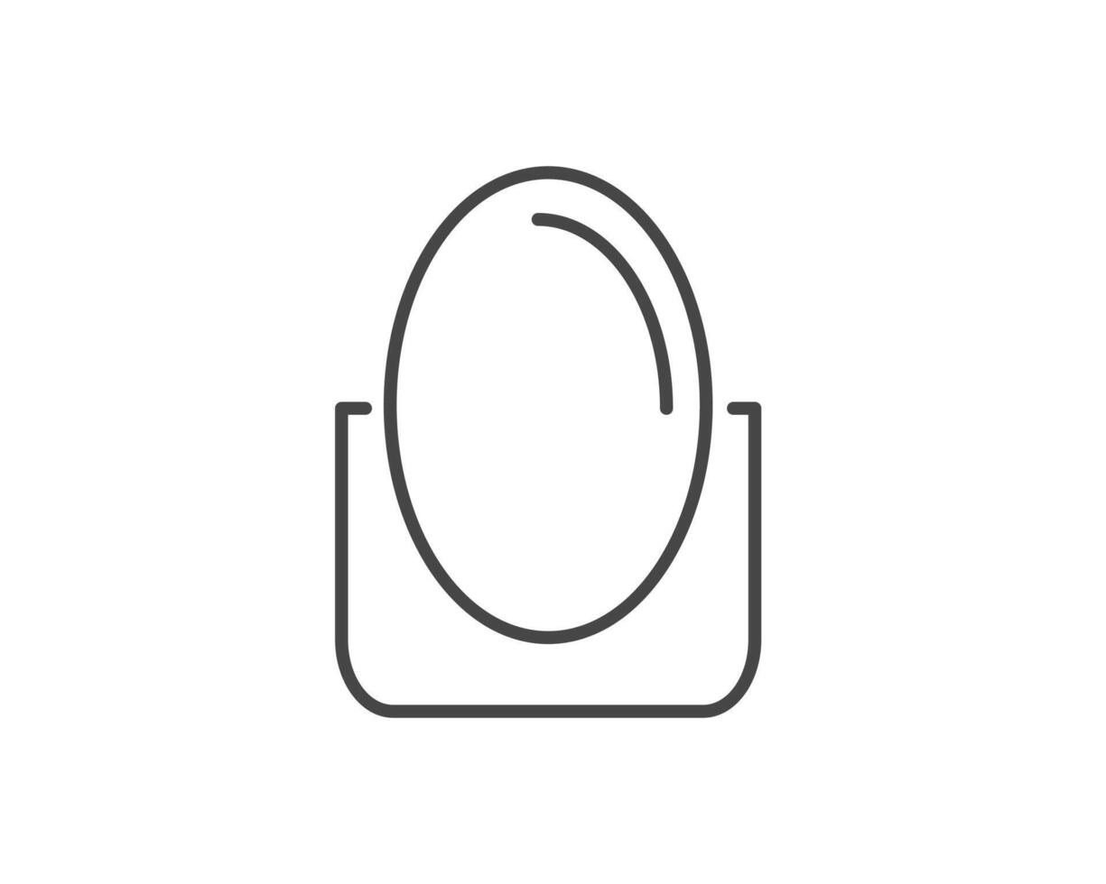 Makeup and cosmetics. Linear graphic beauty icons in the form of a face mirror. vector