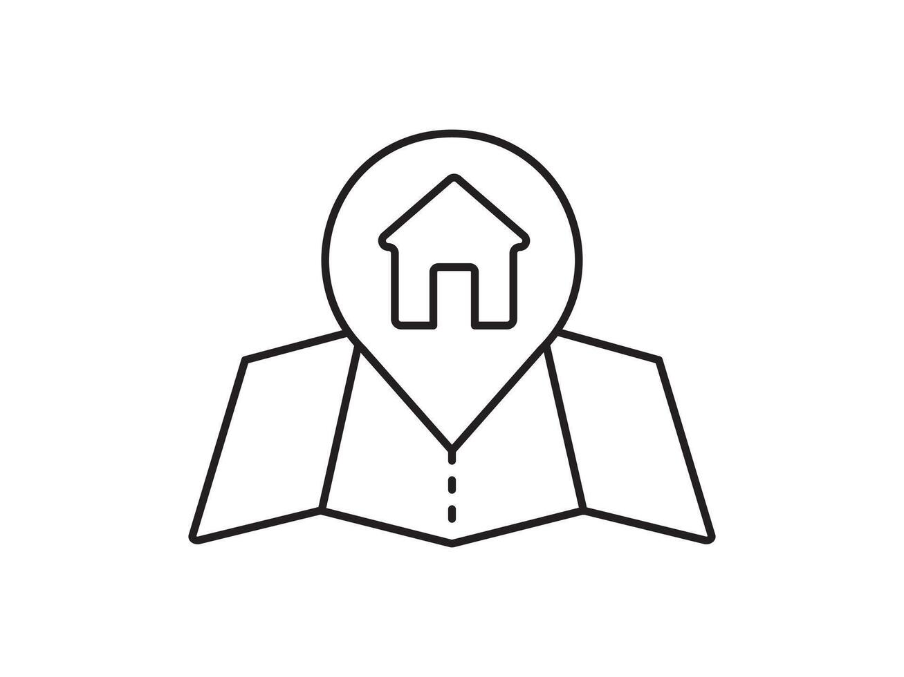 Within a flat-style depiction, a location marker distinguishes itself on an urban map, denoting a precise spot vector