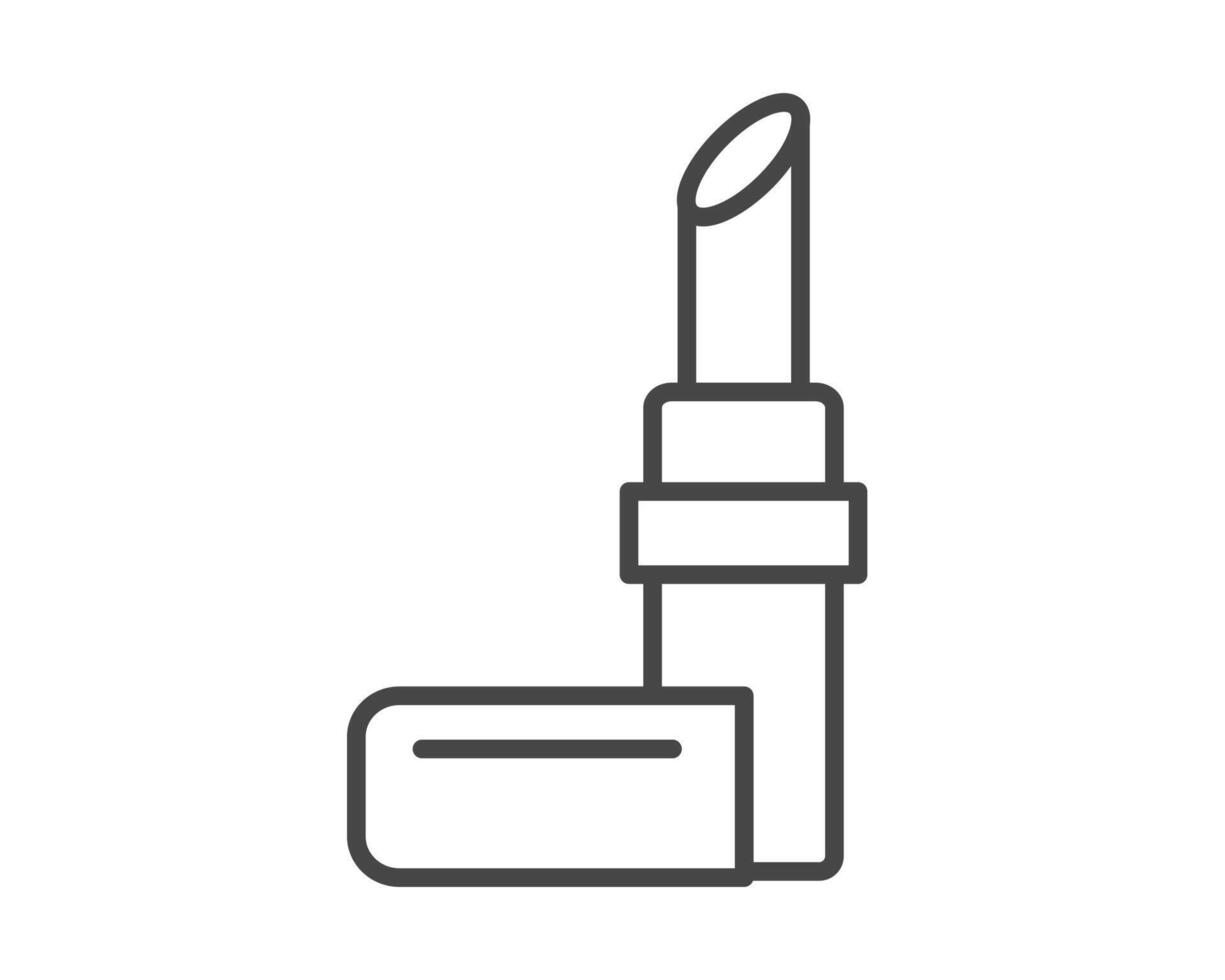 Makeup and cosmetics. Beauty linear graphic icons in the form of lipstick with lip care cap. vector
