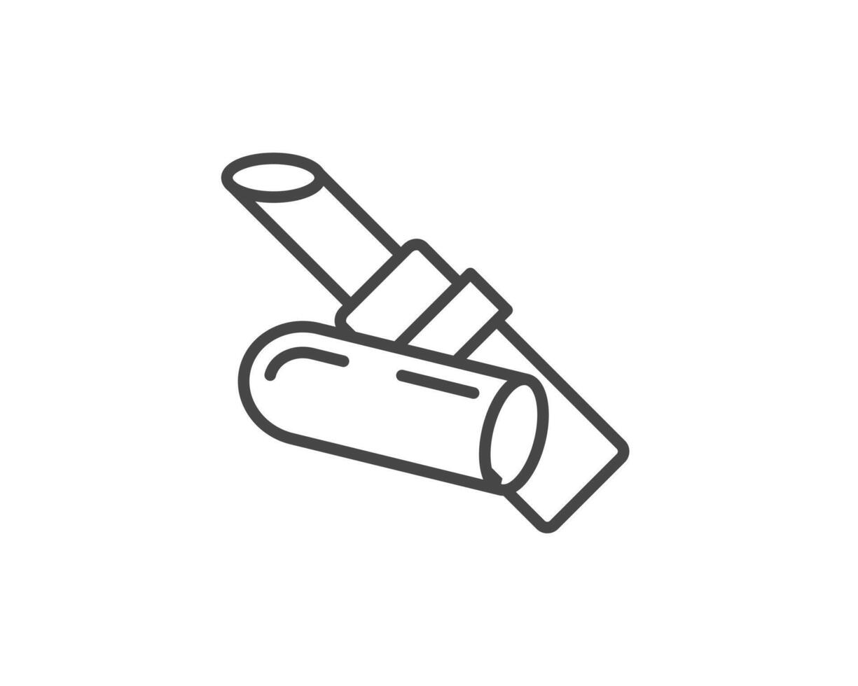 Makeup and cosmetics. Beauty linear graphic icons in the form of lipstick with lip care cap. vector