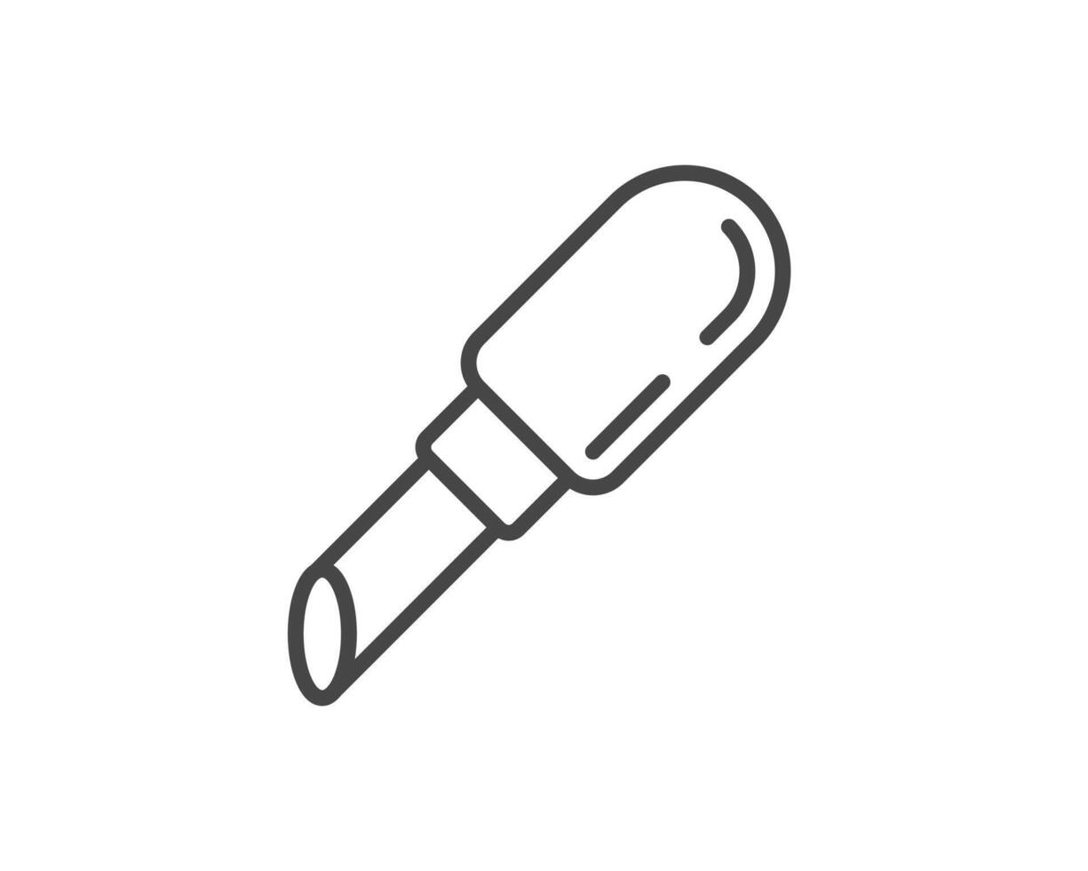 Makeup and cosmetics. Beauty linear graphic icons in the form of lipstick with lip care cap. vector