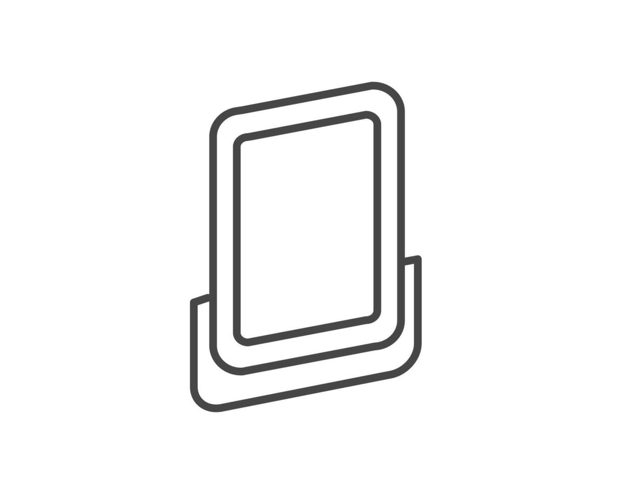Makeup and cosmetics. Linear graphic beauty icons in the form of a face mirror. vector