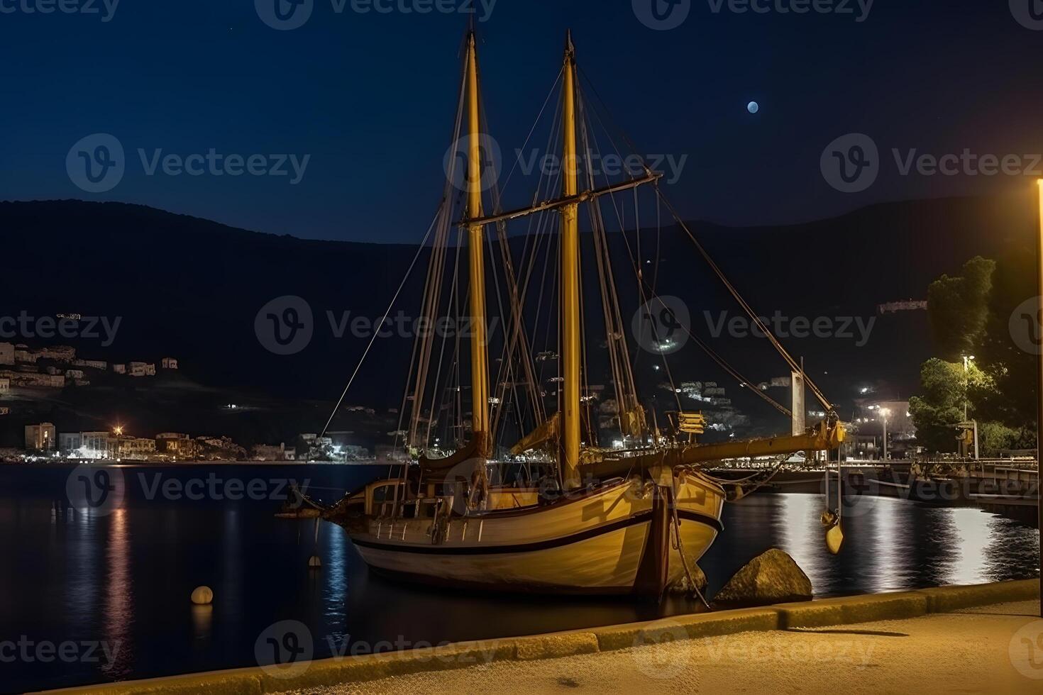 Containers loading by crane in the night , Trade Port , Shipping. Neural network photo