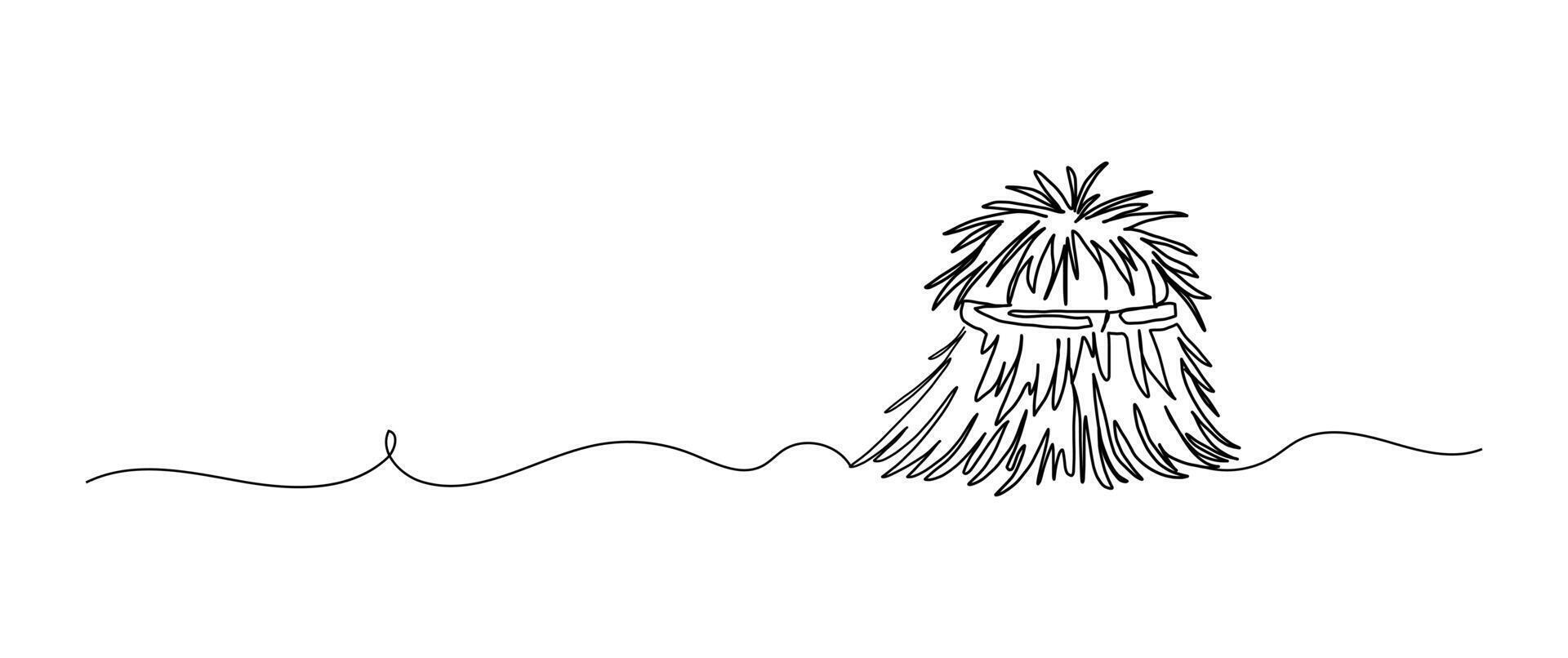 Haystack continuous one line drawing, single line art element, minimalist sketch line illustration, autum and thanksgiving concept vector