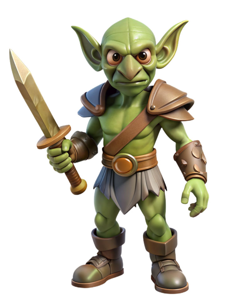 Green Goblin with Sword 3d Concept png
