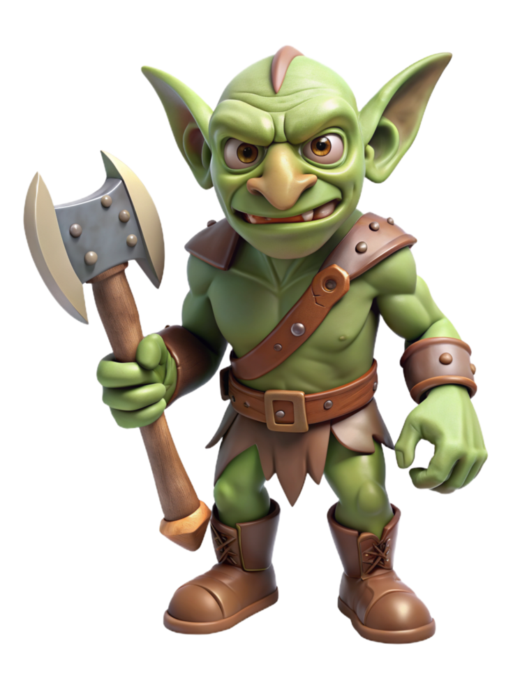 Green Goblin with Axe 3d Concept png
