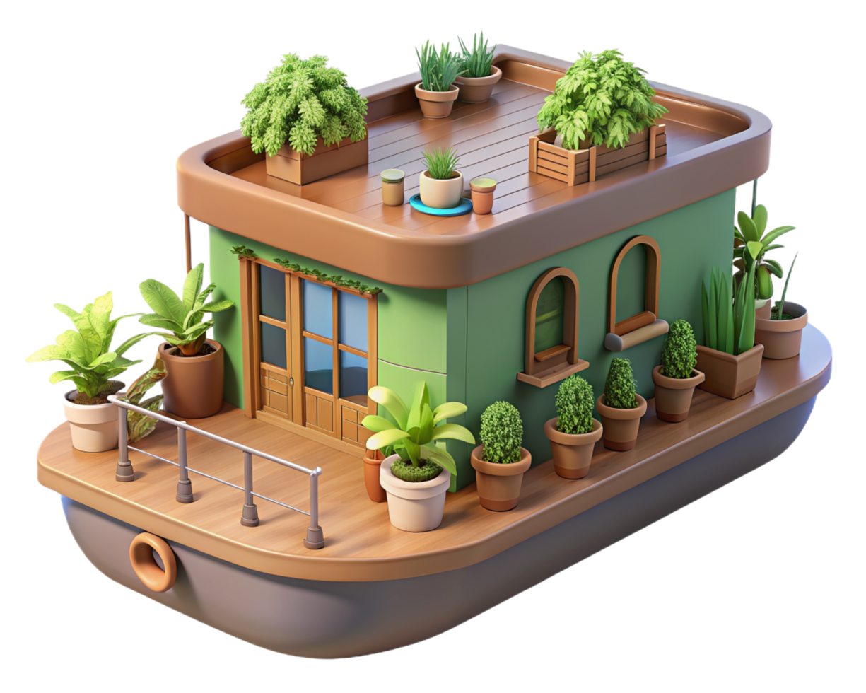 House Boat 3d Design png
