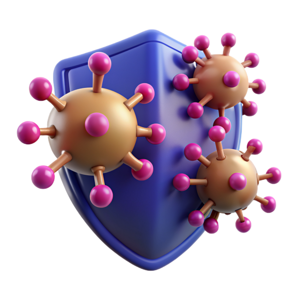 Shield And Viruses 3d Render png