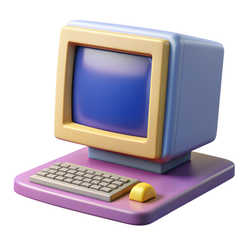 Old Computer 3d Illustration png