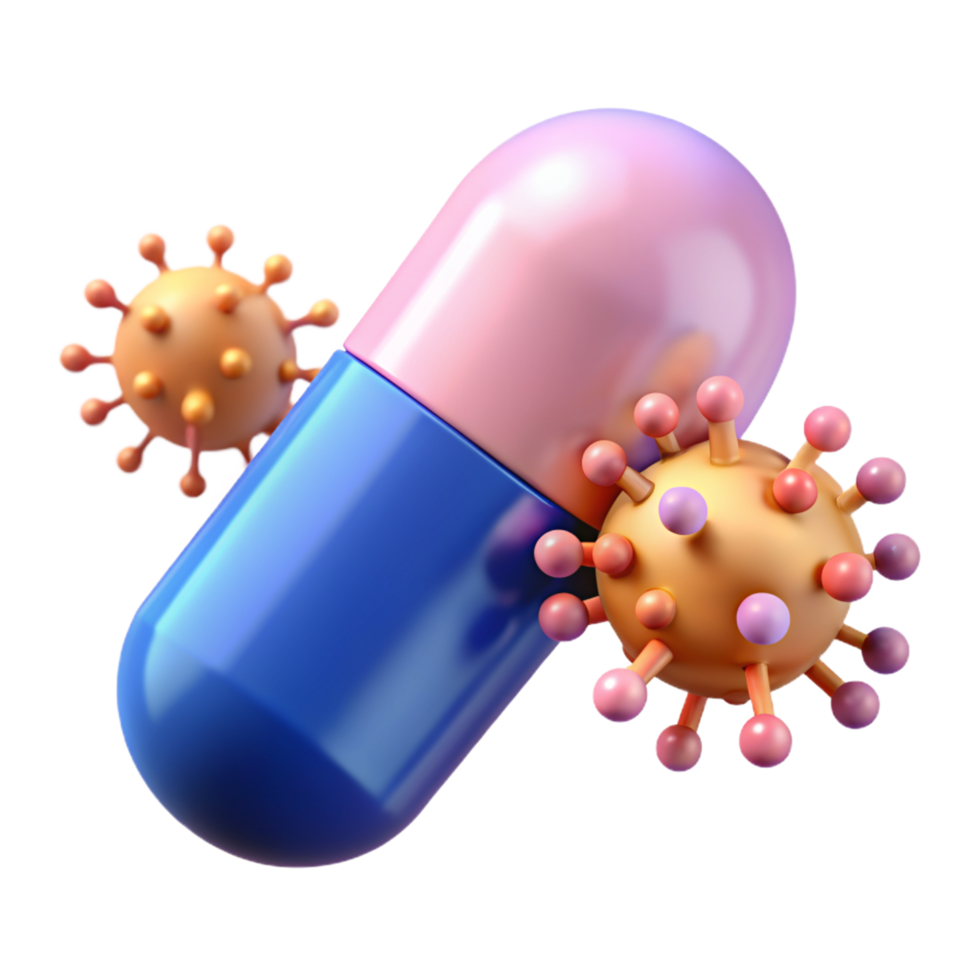 Capsule with Viruses 3d png
