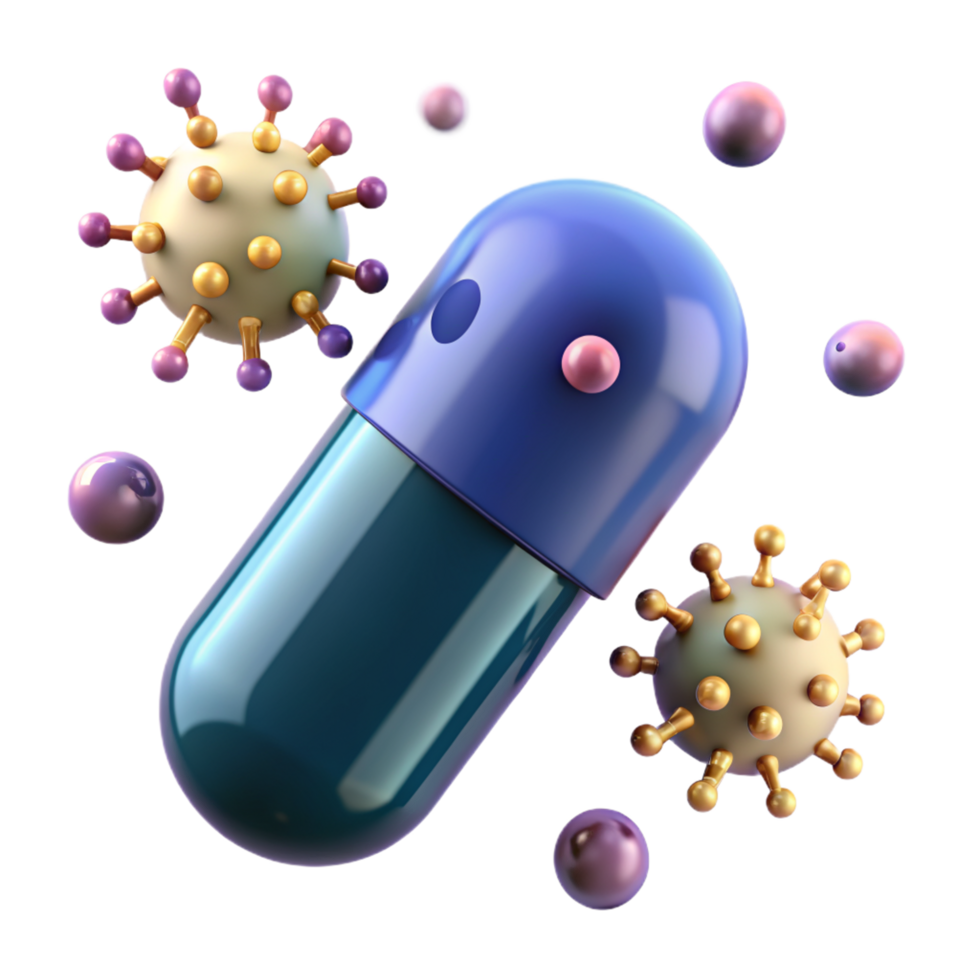 Capsule with Viruses 3d Concept png