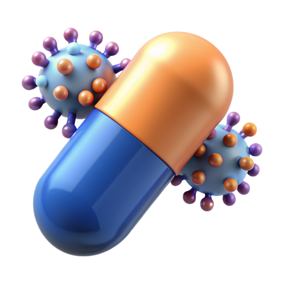 Capsule with Viruses 3d Illustration png