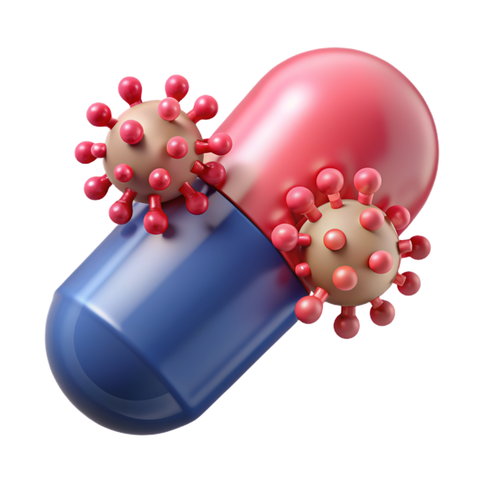 Capsule with Viruses 3d Image png