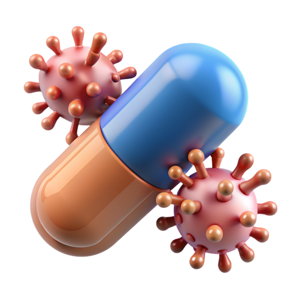Capsule with Viruses 3d Object png