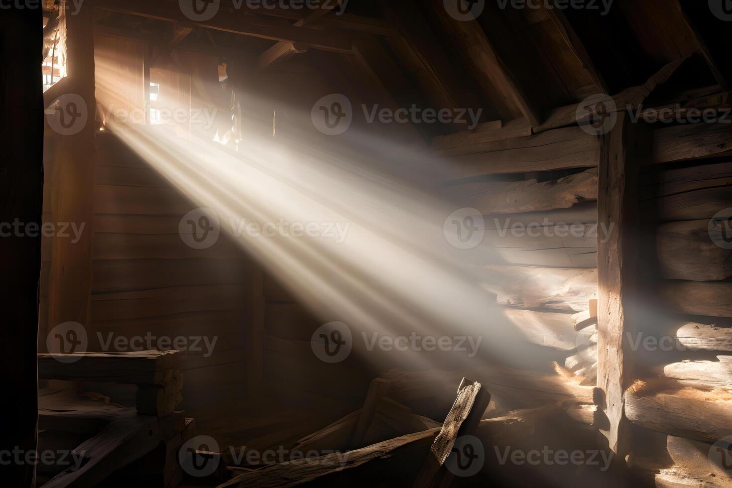 Rays of light in the barn. Neural network photo