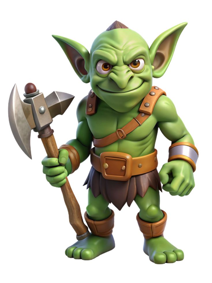 groen kabouter met bijl 3d ontwerp png