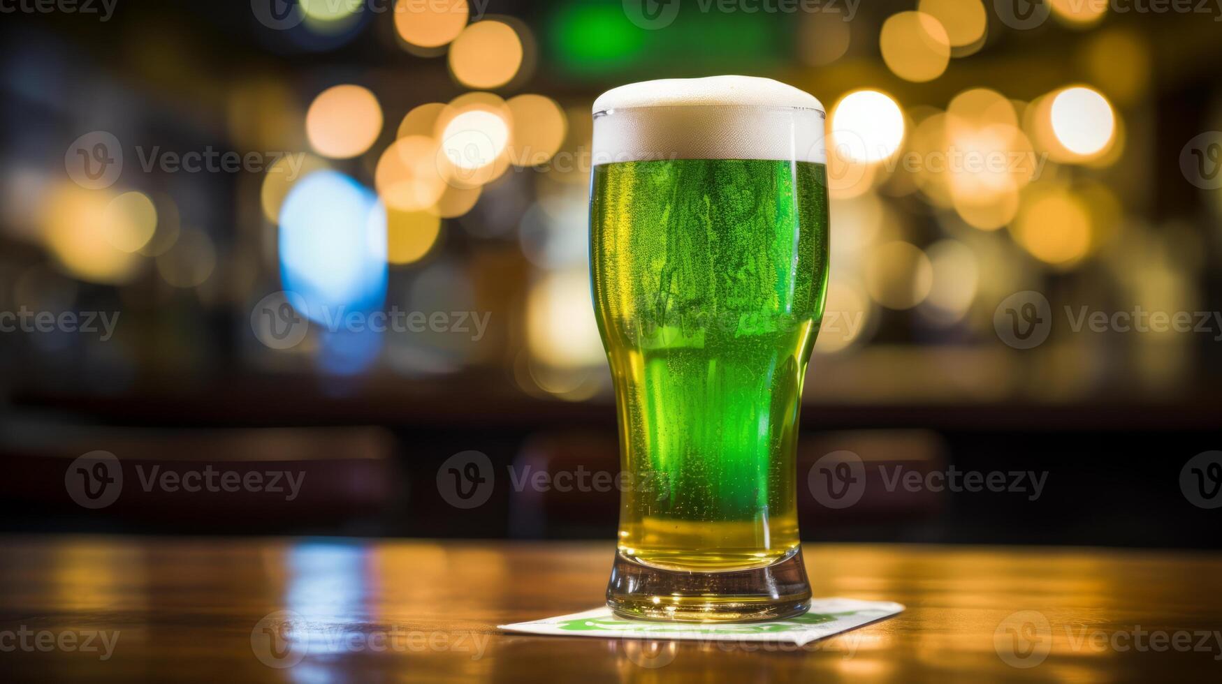 glass of green beer, st patricks day concept. Neural network photo