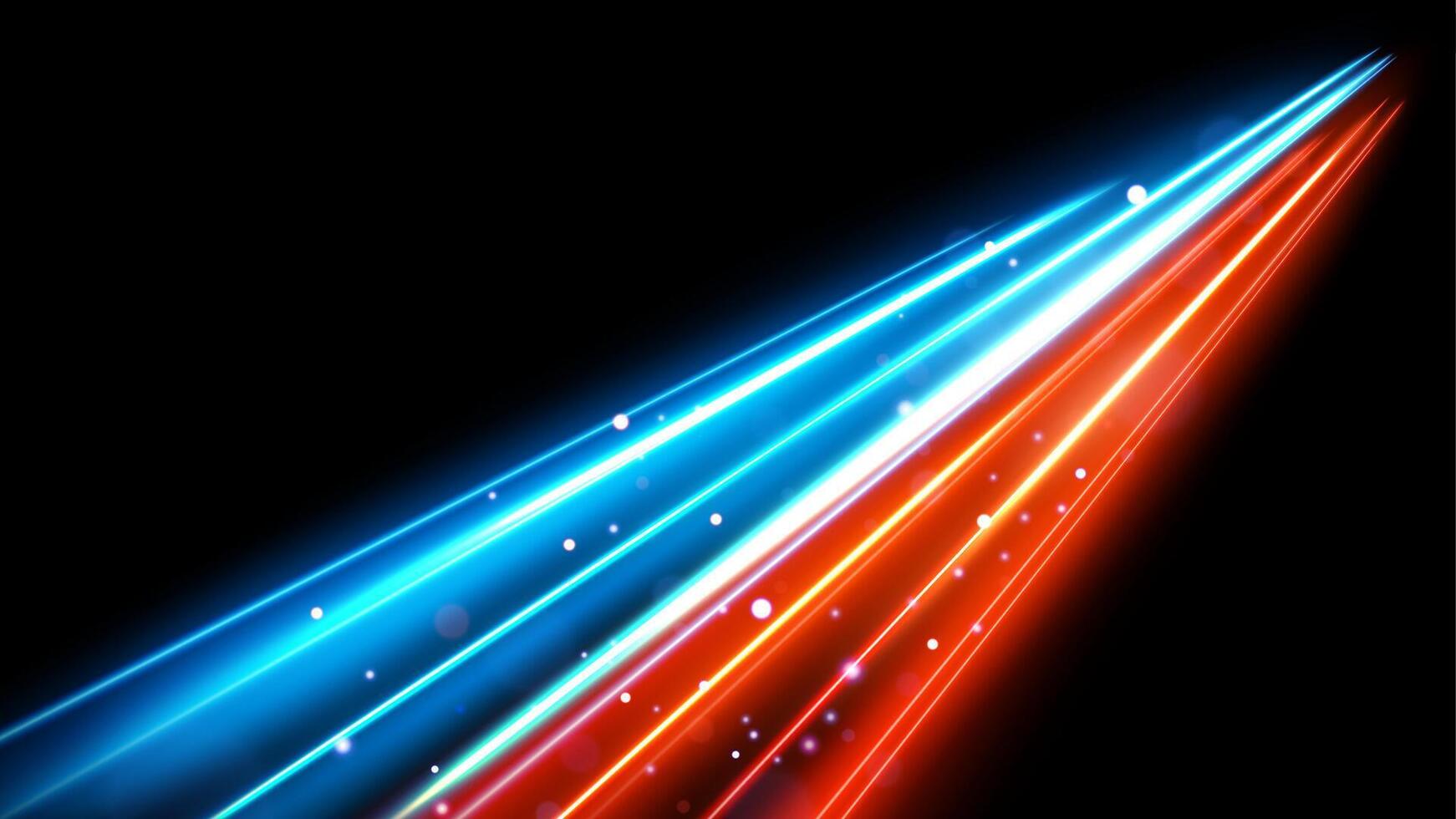Red and Blue Light Trails, Long Time Exposure Motion Blur Effect vector