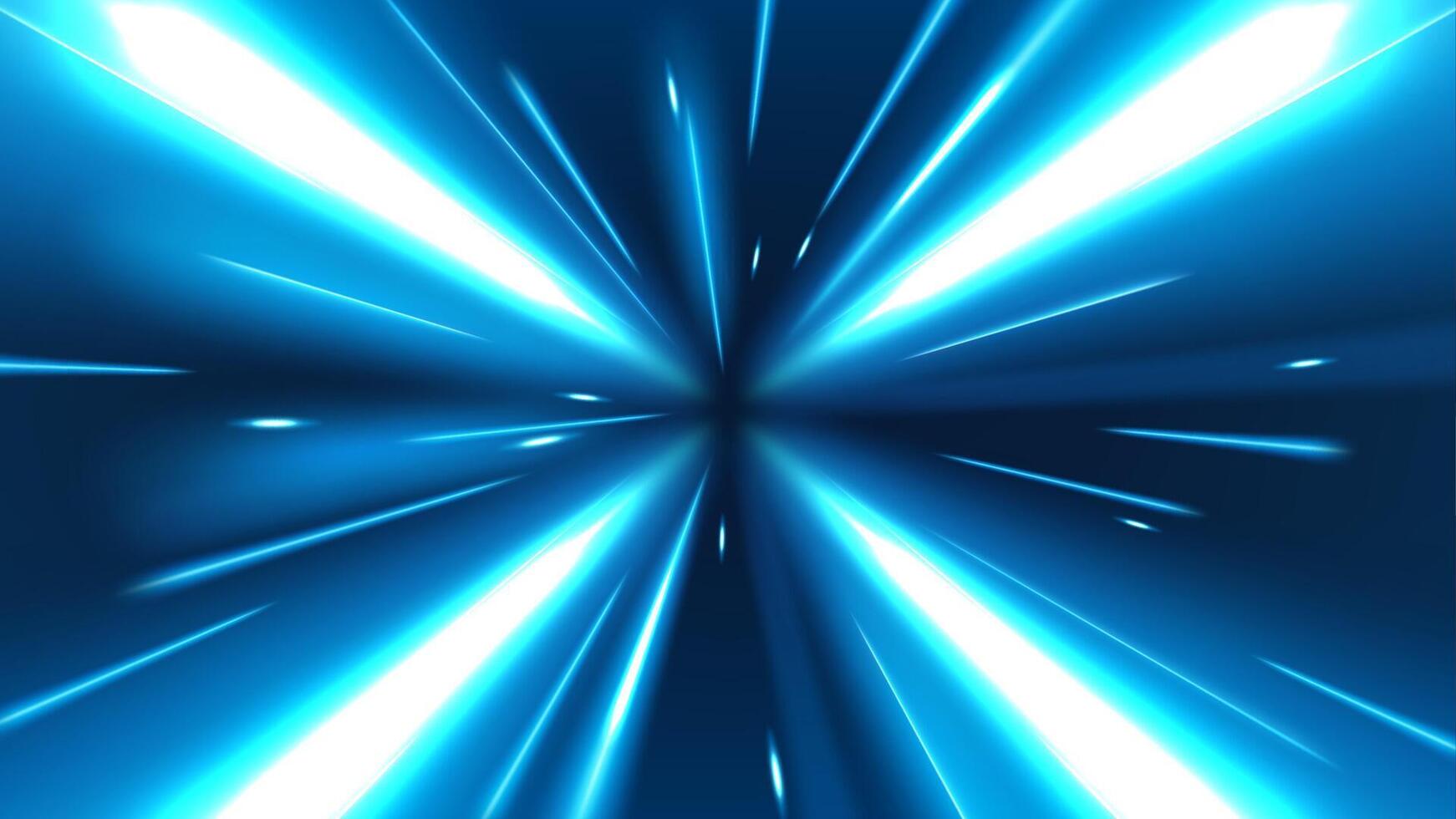 Abstract Blue Tunnel Speed Light Starburst Background Dynamic Technology Concept vector