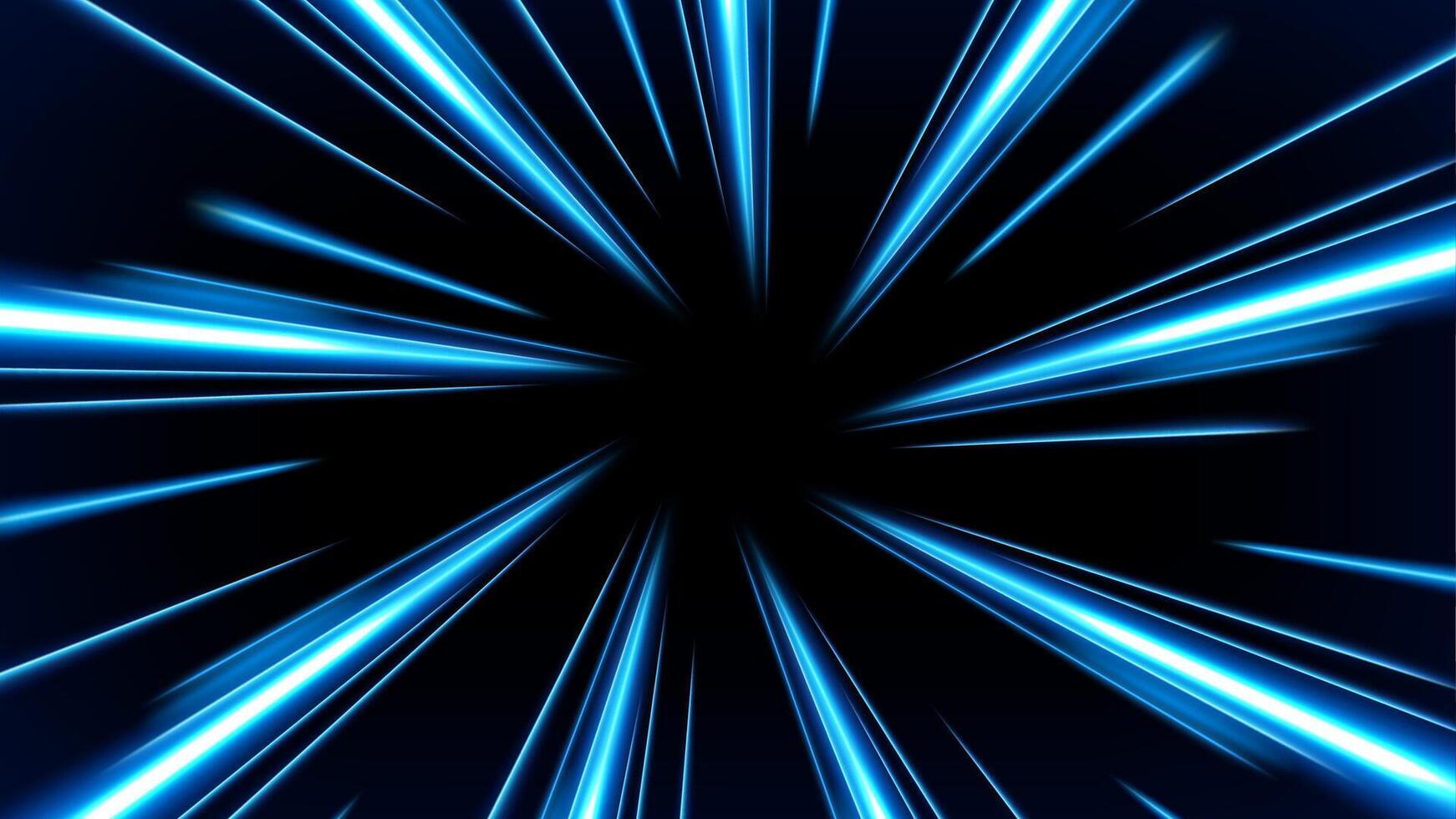 Blue Rays Zoom in Motion Effect, Swirl Light Color Trails vector