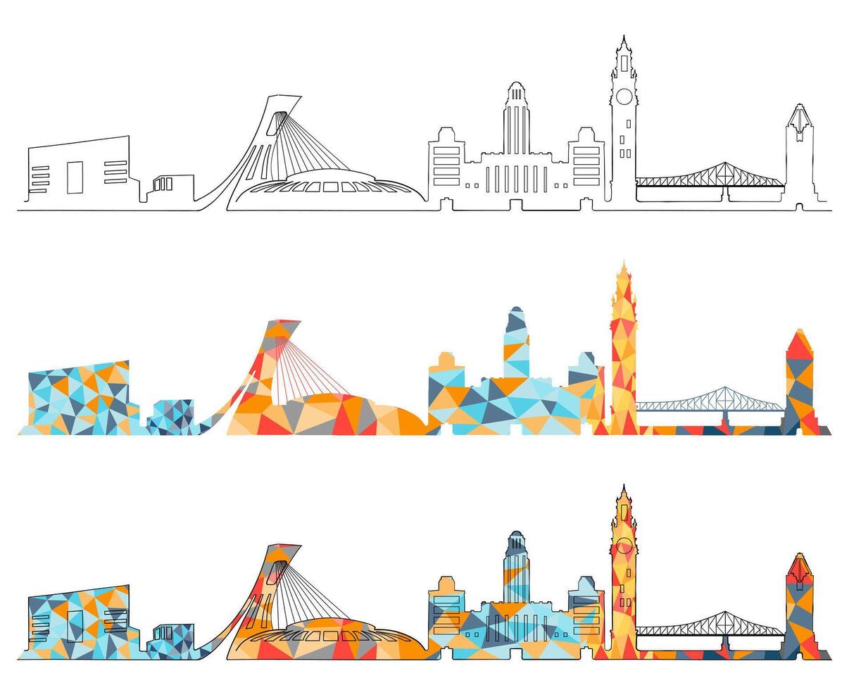 Montreal skyline design set vector