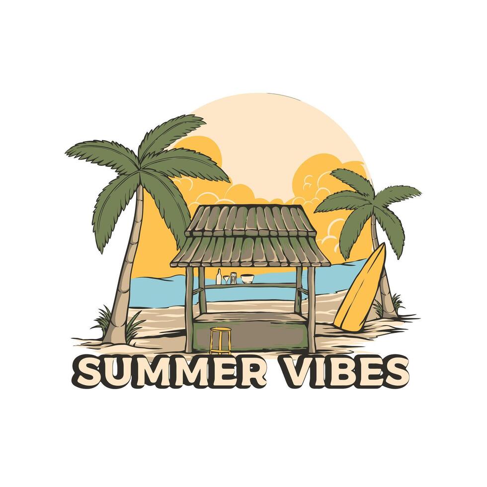 skull in beach illustration vintage vector