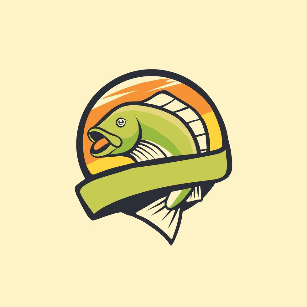 mascot logo fishing in the river vector