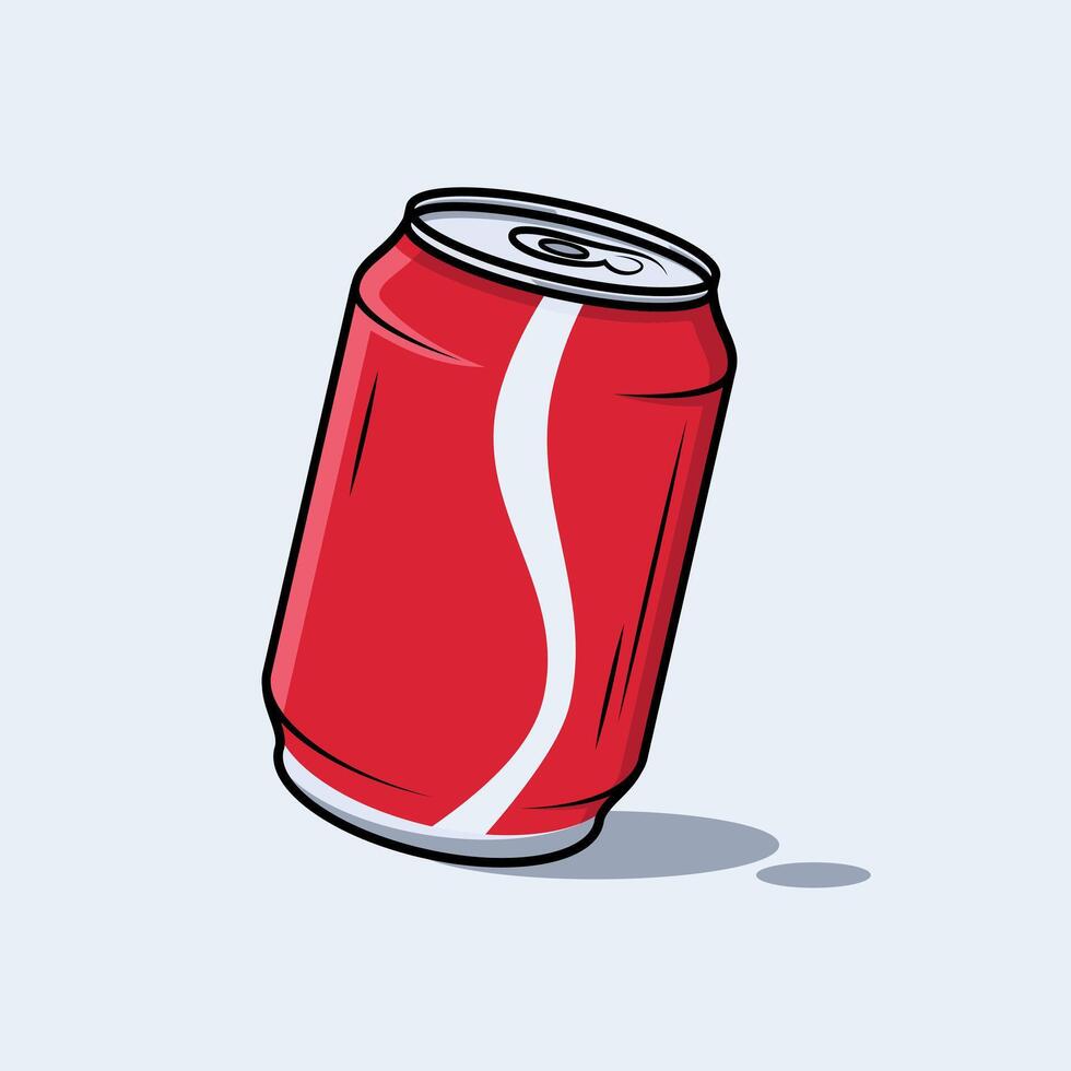 Red soda can illustration. Suitable for design element of drink and beverage cartoon. vector