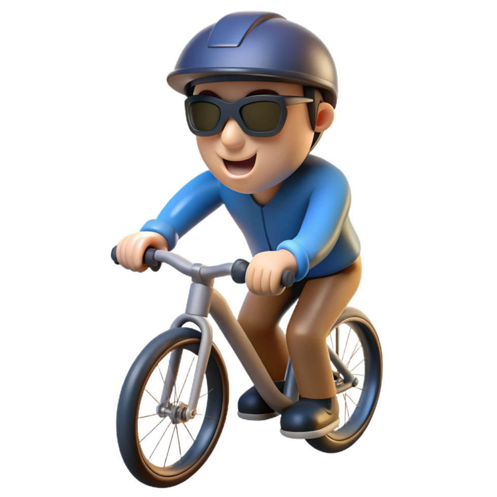 Man Ride Bicycle 3d Design png