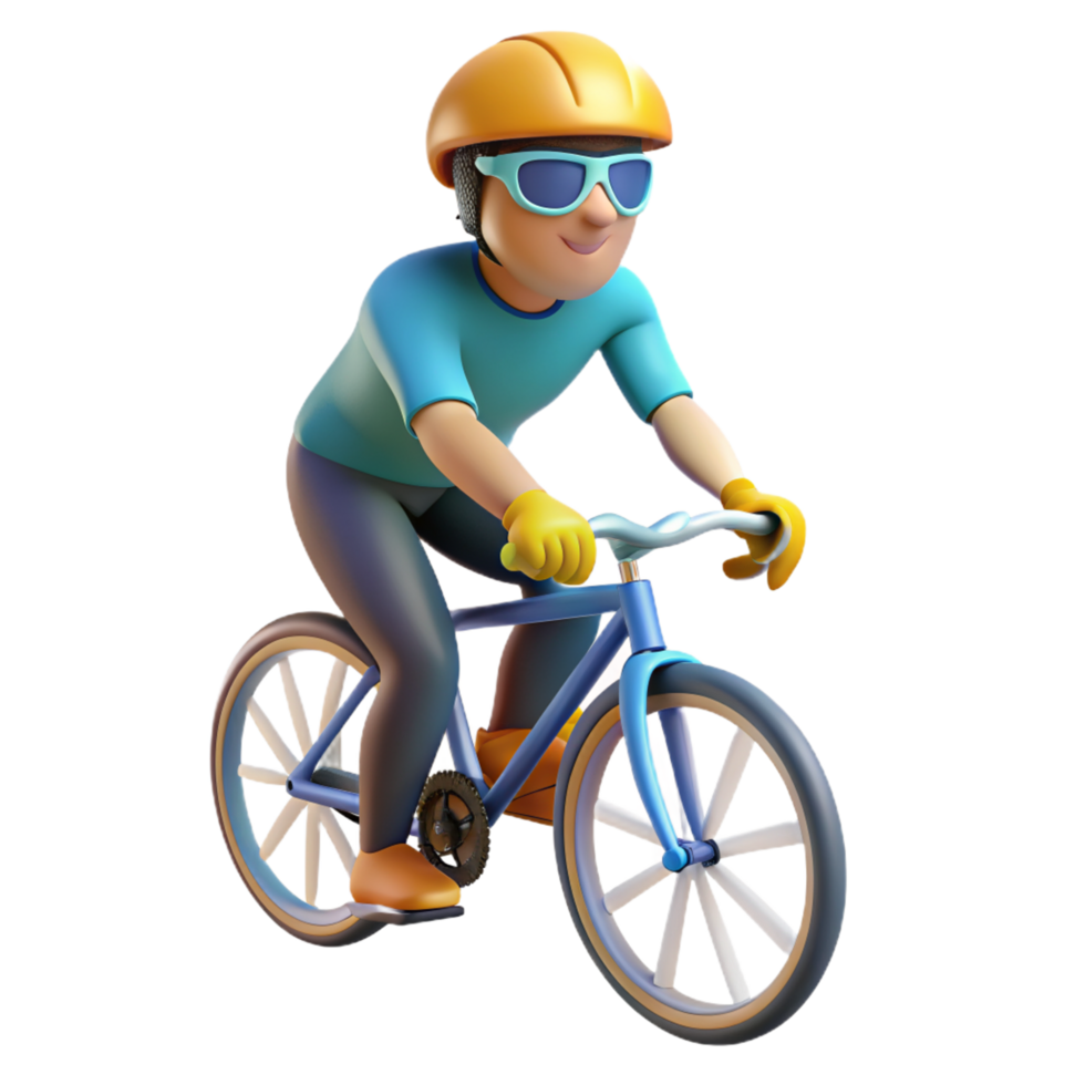 Man Ride Bicycle 3d Concept png