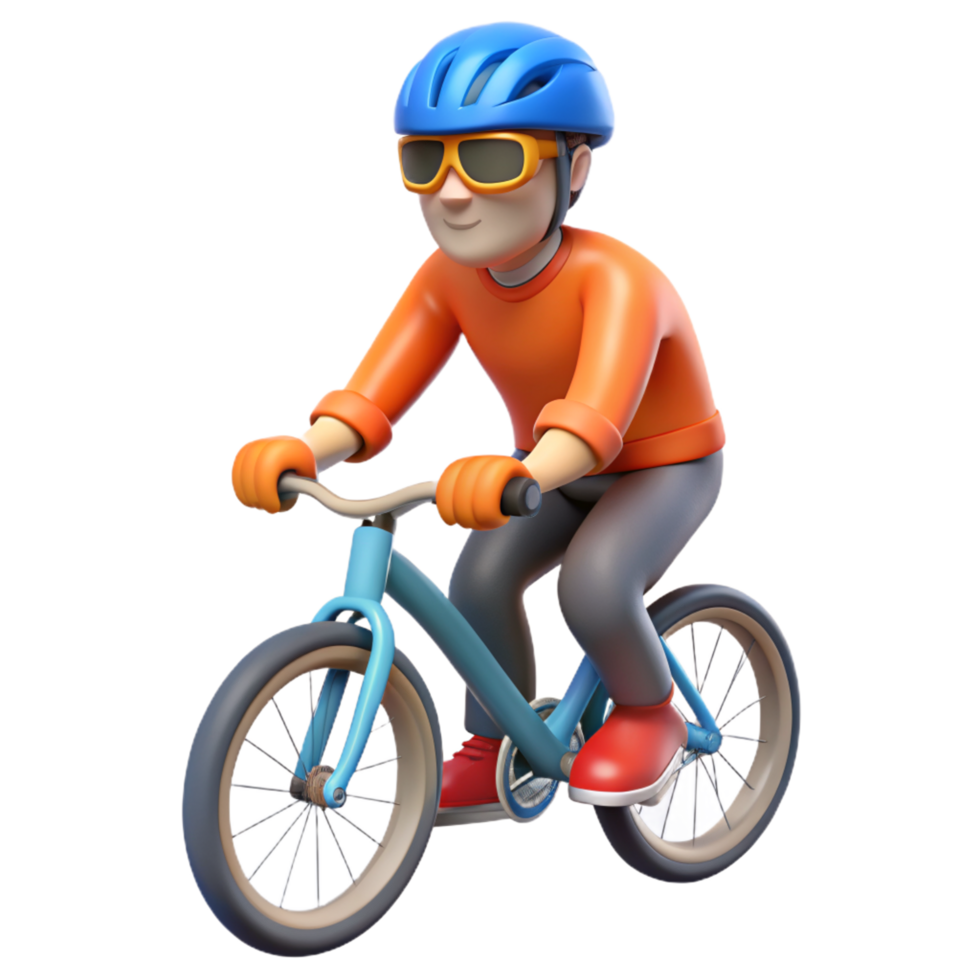 Man Ride Bicycle 3d Render png