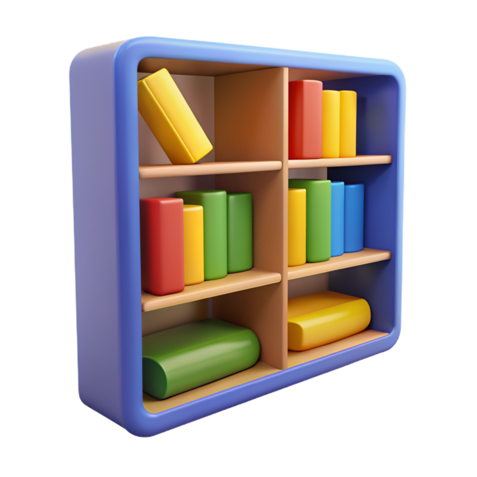 Bookshelf 3d Concept png