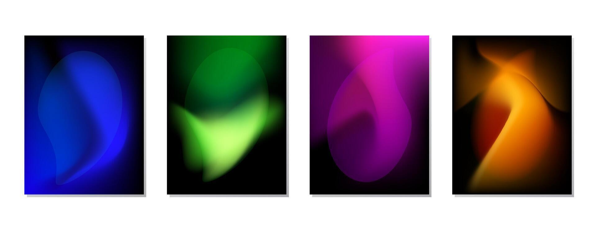 SET GRADIENT LIQUID COLOR. POSTER DARK BACKGORUND DESIGN TEMPLATE GOOD FOR POSTER, WALLPAPER, COVER, FRAME, FLYER, SOCIAL MEDIA, GREETING CARD vector