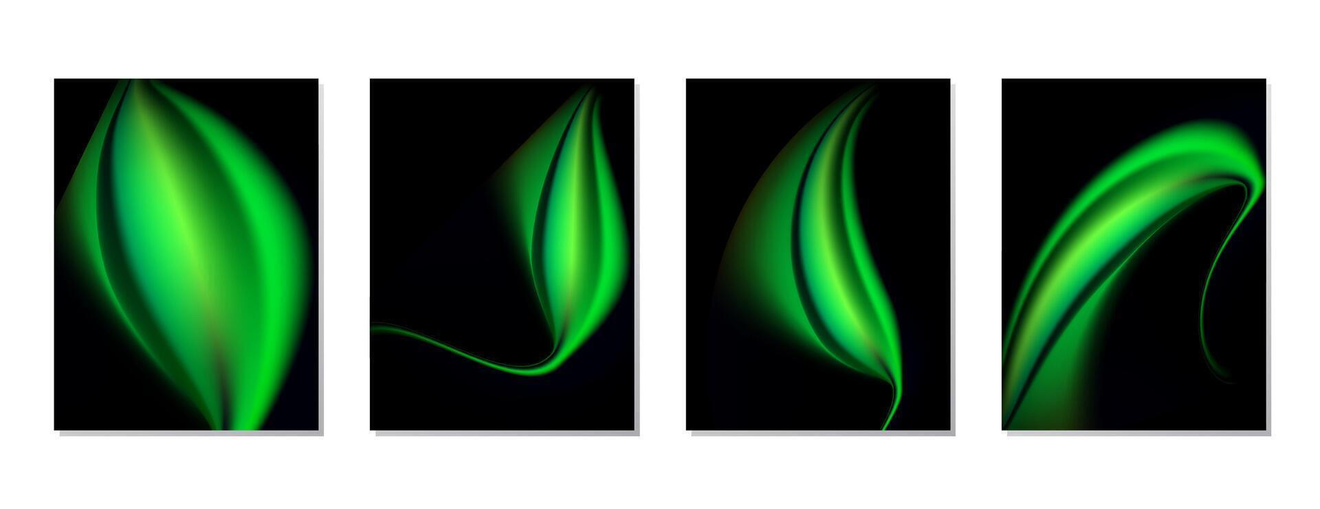 SET GRADIENT MESH GREEN LIQUID COLOR. POSTER DARK BACKGORUND DESIGN TEMPLATE GOOD FOR POSTER, WALLPAPER, COVER, FRAME, FLYER, SOCIAL MEDIA, GREETING CARD vector
