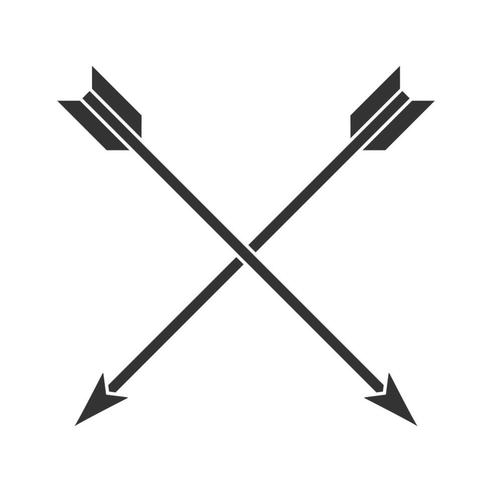 icon of two crossed arrows in a minimalist black and white style. vector