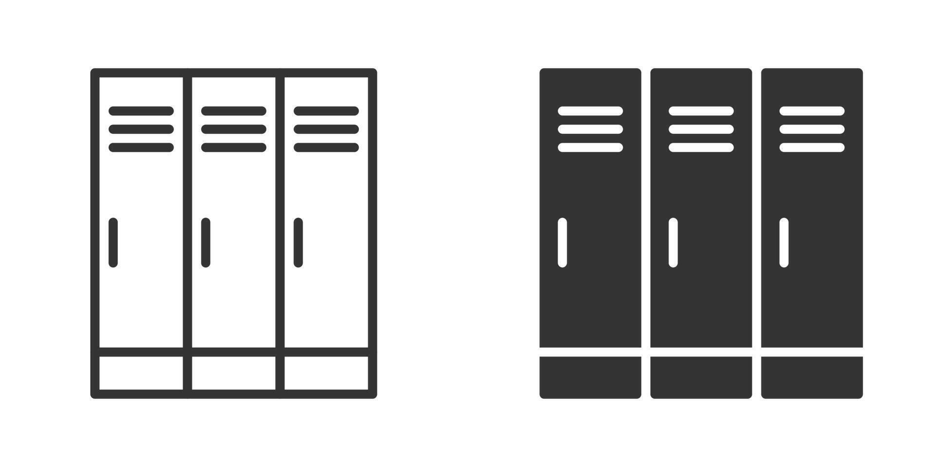 illustration of school lockers in black and white, showcasing numbered compartments. Ideal for educational and institutional designs. vector