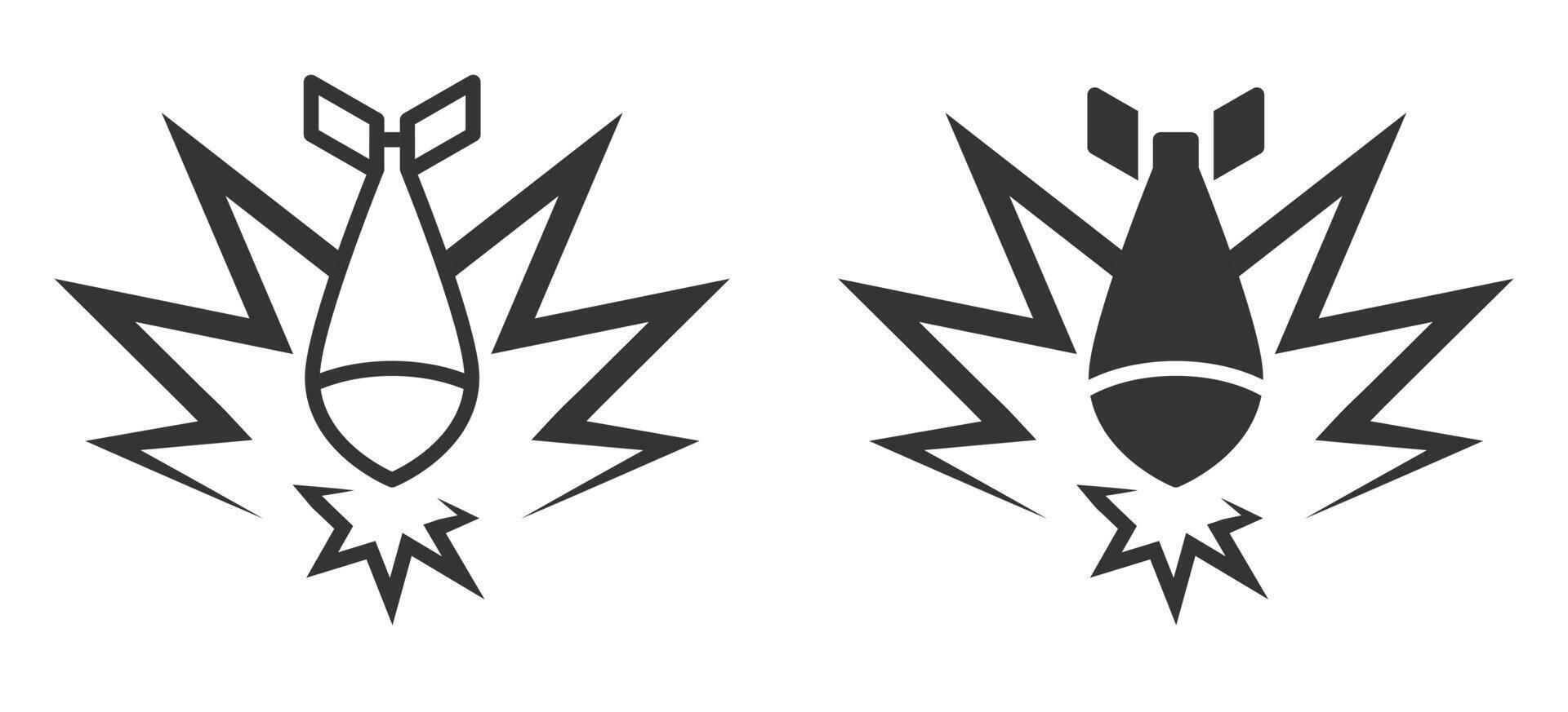 illustration of a bomb exploding with a simple black and white design. vector