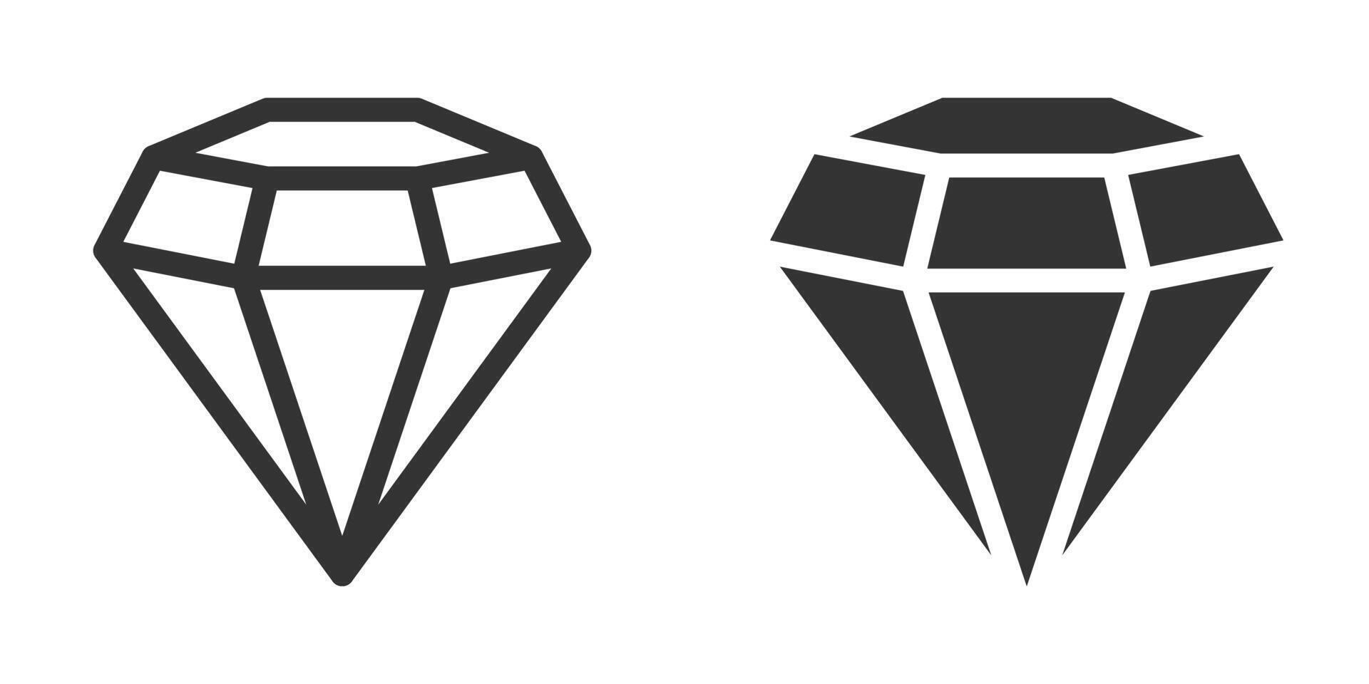 illustration of a diamond icon in black and white. Perfect for luxury, jewelry, and gemstone-related designs. vector