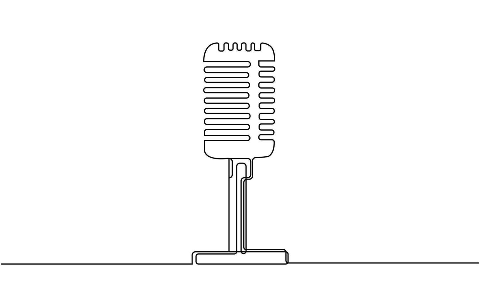 Continuous one line drawing of vintage microphone. microphone. Podcast microphone outline illustration vector