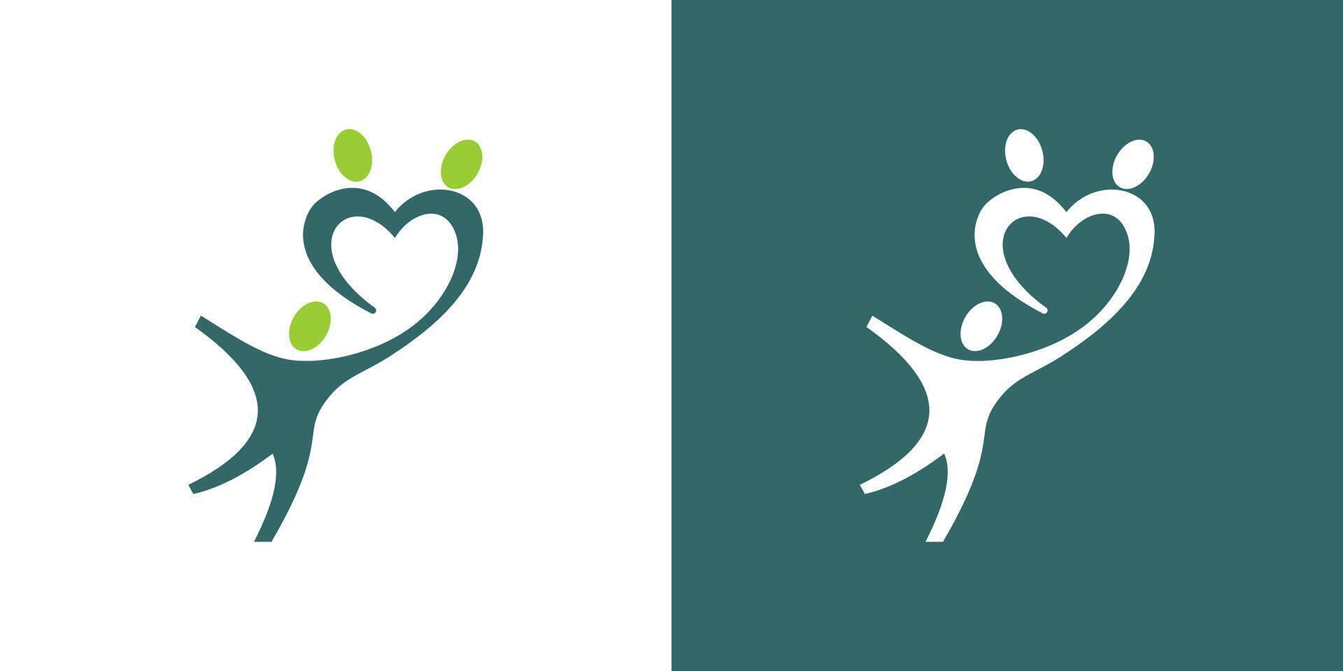 Family care heart logo together people health life abstract . vector
