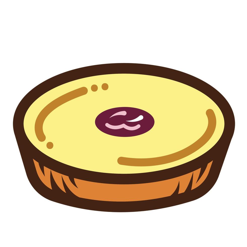 Kue lumpur indonesian snack or cake colorful food icon illustration with outline isolated on square white background. Simple flat cartoon art styled drawing. vector