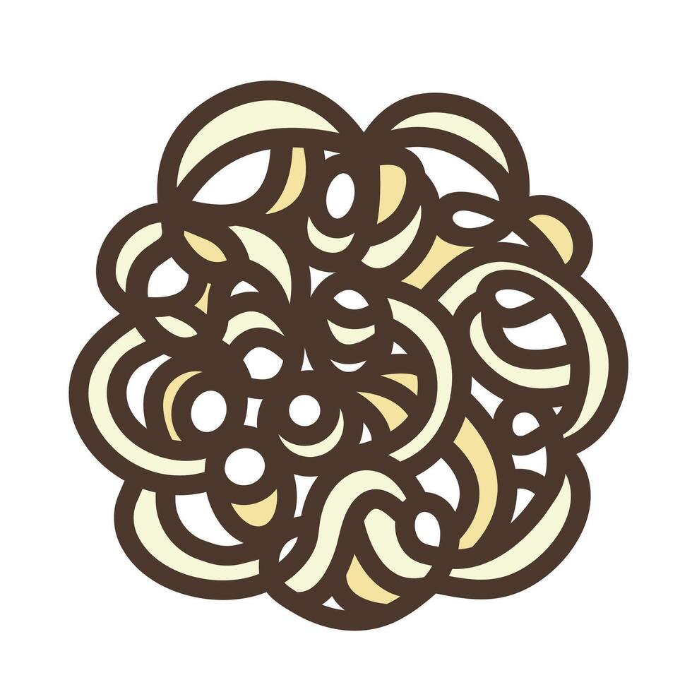 Kerupuk mawar, warung, or putih indonesian snack crackers colored food icon illustration with outline isolated on square white background. Simple flat cartoon art styled drawing. vector