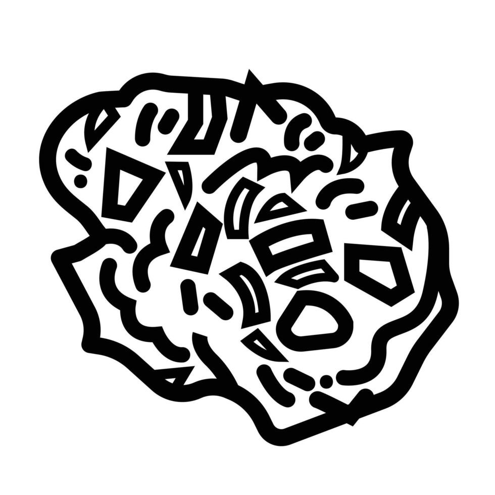 Bakwan fried indonesian snack food icon illustration with black outline isolated on square white background. Simple flat cartoon art styled drawing. vector