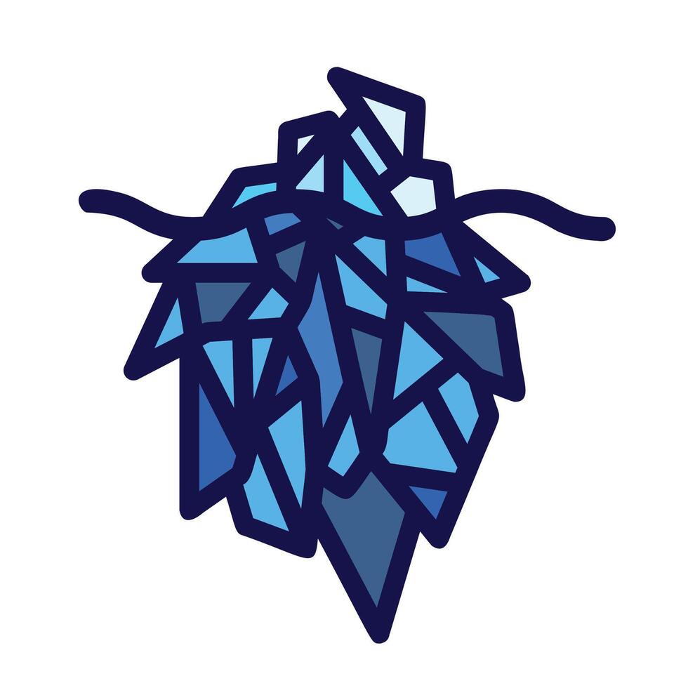 Blue iceberg rock floating on water icon illustration with outline isolated on square white background. Simple flat cartoon art styled drawing. vector