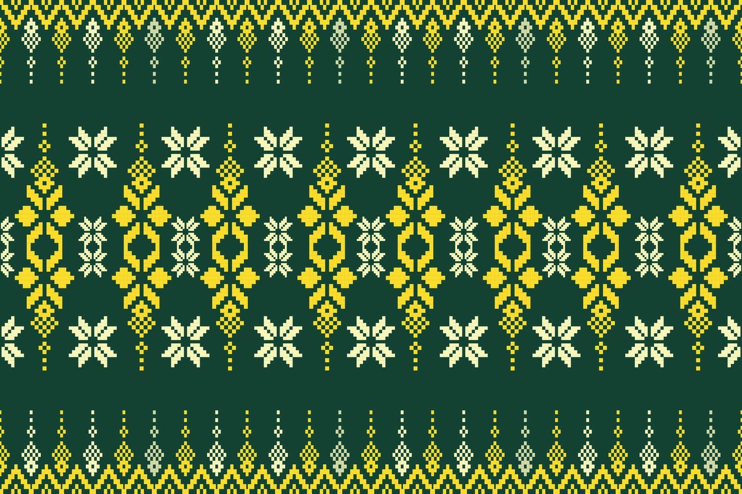 Pixel ethnic pattern oriental traditional. Design fabric pattern textile African, Aztec African America Indian seamless. Floral pixel art pattern on navy background illustration vector